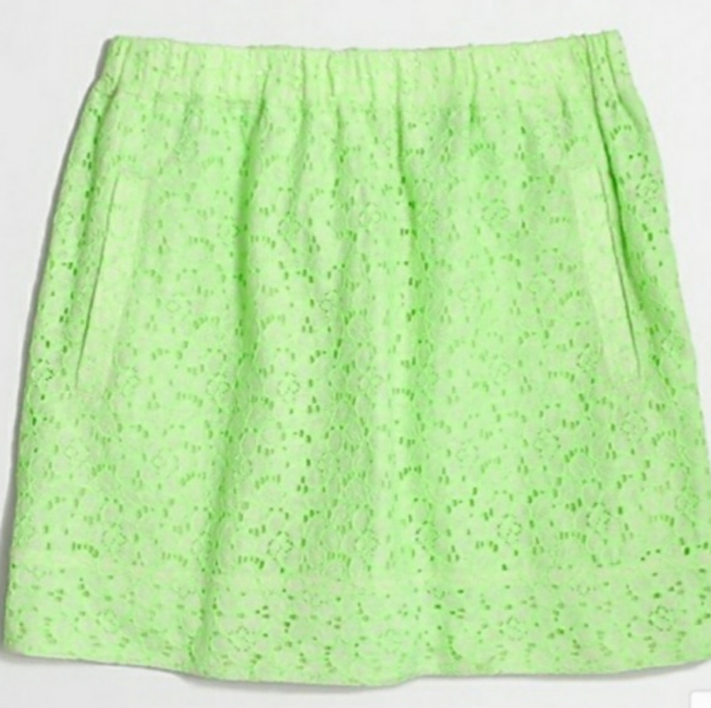 J. CREW Green Eyelet Lined Pull-On Skirt M